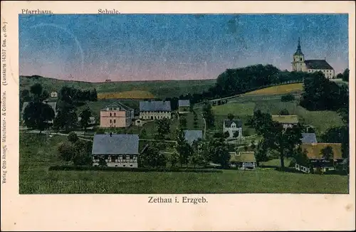 Ansichtskarte Zethau-Mulda (Erzgebirge) Effektkarte - Stadt 1908 Luna