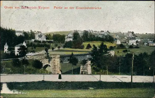 Postcard Weipert Vejprty Eisenbahnbrücke Bärenstein 1913