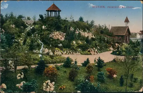 Beuthen O.S. Bytom | Beuthn Promenade mit Hügel Gel. Neudeck Oberschlesien 1915