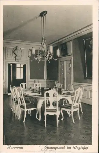 Ansichtskarte Herrnhut Sitzungssaal im Vogtshof 1928