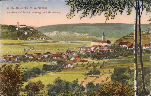 Ansichtskarte Gundelsheim (Württemberg) Künstlerkarte Stadtpartie 1926