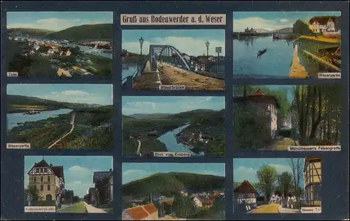 Ansichtskarte Bodenwerder Kemmenadenstraße, Brücke, Wasserpartie 1922
