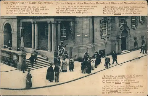 Innere Altstadt-Dresden Ratskeller Esel Menschen Sprüche auf sächsisch 1912