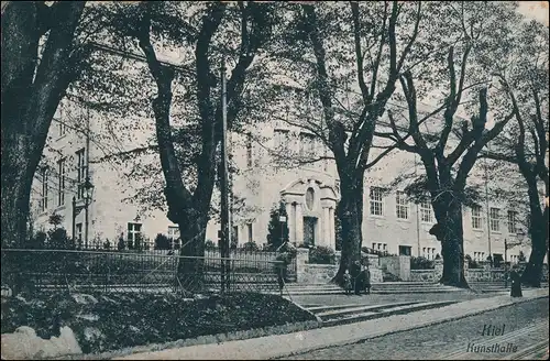 Ansichtskarte Kiel Straßenpartie an der Kunsthalle 1922