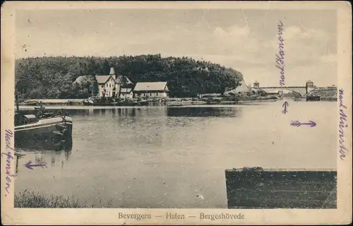 Ansichtskarte Bevergern-Hörstel Hafen - Häuser Bergeshövede 1921