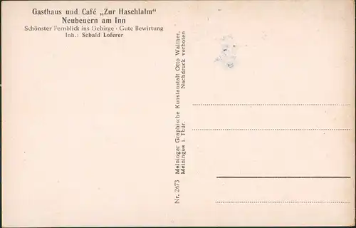 Ansichtskarte Neubeuern Gasthaus und Café ,,Zur Haschlalm“ innen 1928
