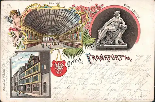 Ansichtskarte Frankfurt am Main Stempel Rosenausstellung Litho Kaisersaal 1897