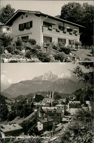 Ansichtskarte Berchtesgaden 2-Bild-AK mit Watzmann und Haus Waltraud 1965