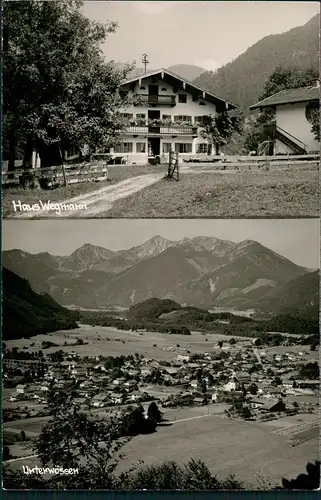 Ansichtskarte Unterwössen Panorama-Ansicht & Unterkunft Haus Wegmann 1960