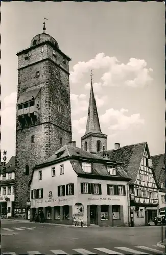 Lohr am Main Stadtturm Turm Strassen Partie am Geschäft Martin 1960