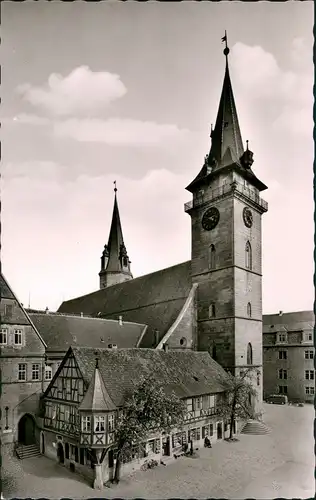 Ansichtskarte Öhringen Strassen Partie a.d. Kirche, Fachwerkhaus 1960