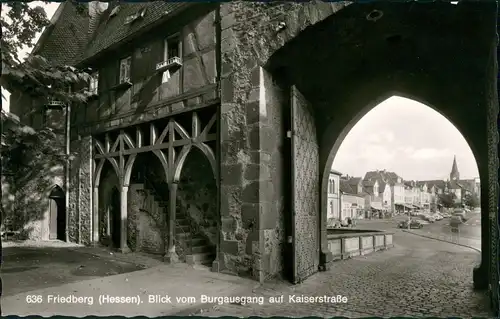 Friedberg (Hessen) Blick vom Burg-Ausgang auf Kaiserstraße 1965
