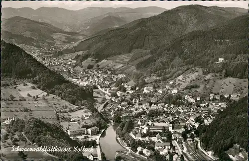 Wolfach (Schwarzwald) Luftbild Überflug des Ortes im Schwarzwald 1966