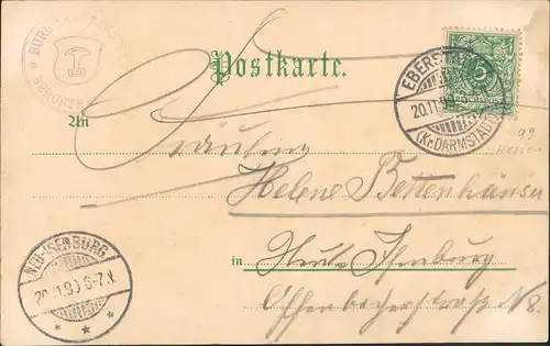 Mühltal Burgeingang Burg Frankenstein - Bergstraße (Mühltal) 1899