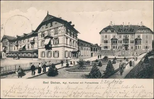 Ansichtskarte Bad Steben Kurhotel mit Parkschloss 1910