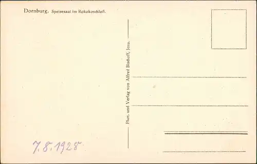 Ansichtskarte Dornburg-Dornburg-Camburg Rokokoschloß - Speisesaal 1928