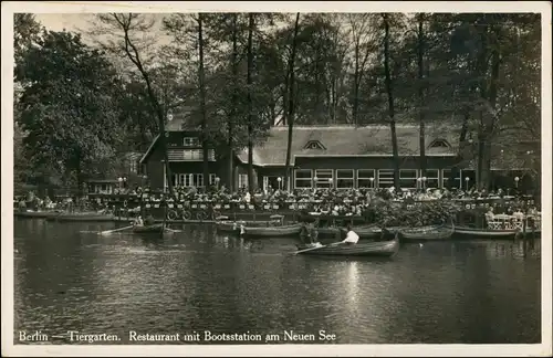 Ansichtskarte Tiergarten-Berlin Restaurant mit Bootsstation 1935