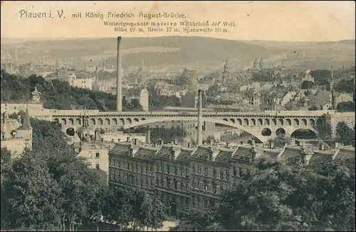 Ansichtskarte Plauen (Vogtland) Straßenzeile, Stadt Fabriken 1910