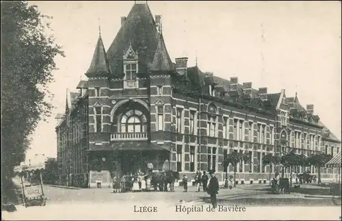Postkaart Lüttich Luik Lîdje Hôpital de Bavière - Straßenpartie 1917