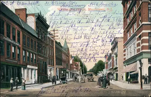 Postcard Morristown (New Jersey) Washington Street 1907