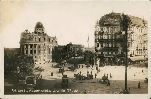 Ansichtskarte Wien Aspernplatz - Urania Straßenbahn 1925