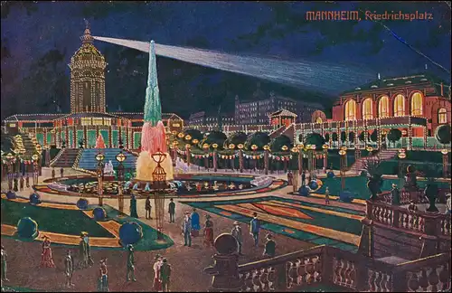 Ansichtskarte Mannheim 300 Jahre Friedrichsplatz Illumination 1907