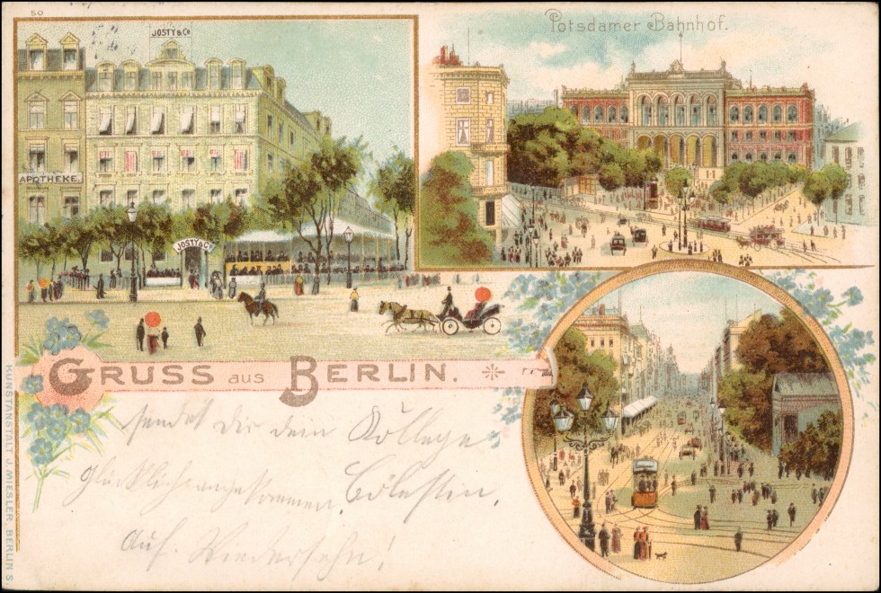 Litho AK Mitte-Berlin Potsdamer Bahnhof, Hotel Josty ...