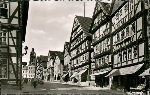Ansichtskarte Bad Wildungen Brunnenstraße Geschäfte Fachwerkhäuser 1960