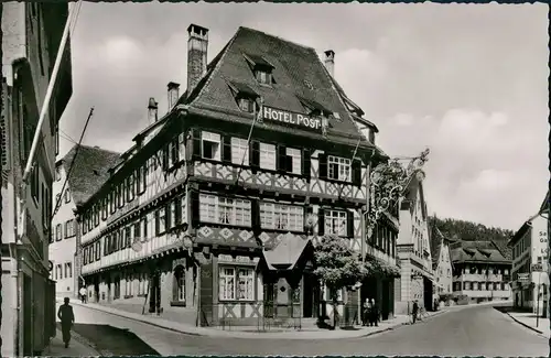 Ansichtskarte Nagold Hotel Post Strassen Ansicht 1960