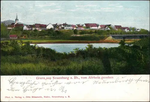 Ansichtskarte Neuenburg am Rhein Blick auf die Stadt - Brücke 1905