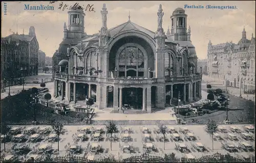 Ansichtskarte Mannheim Rosengarten - Festhalle - Restaurant 1906