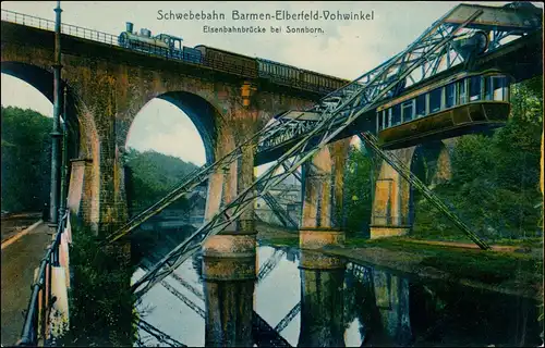 Ansichtskarte Wuppertal Vohwinkel Sonnborn Schwebebahn Eisenbahn 1907