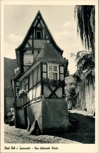 Orb Straßen Ansicht Das kleinste Haus des Ortes 1959    Stempel Bad Orb