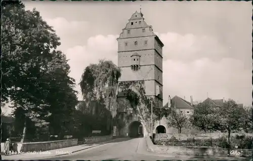 Bad Neustadt a.d. Saale Hohntor Strassen Partie Turm Gebäude 1960