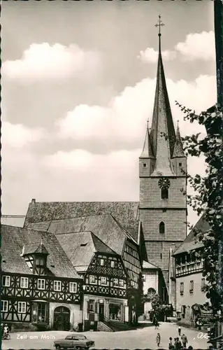 Zeil am Main Marktplatz Geschäft Auto Fußgänger am Markt 1955