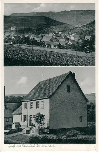 Bärenbach (b. Kirn) seltene Mehrbild-AK mit Dorf-Panorama & Wohnhaus 1950