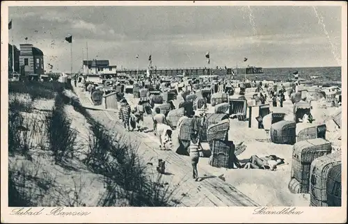 Ansichtskarte Bansin-Heringsdorf Usedom Strand, Pavillon - Strandleben 1935