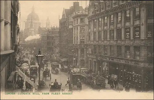 Postcard London Ludgate Hill From Fleet Street 1922