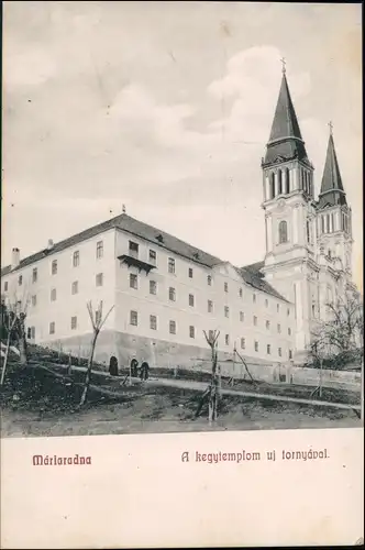 Postcard Lipova Máriaradna A kegytemplom uj tornyával. 1913