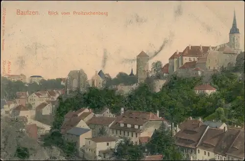 Ansichtskarte Bautzen Budyšin Proitzschenberg Handcoloriert 1908