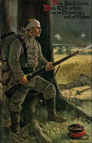 Militär Soldaten Kunst-AK "Für Vaterland und Recht auf treuer Wacht" 1915