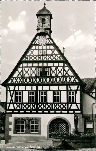 Ansichtskarte Külsheim Rathaus aus dem Jahre 1522, Fachwerkhaus 1961