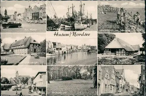 Husum 9 Ansichten ua. Hafen, Jugendherberge, Krokus-Blüte uvm. 1967