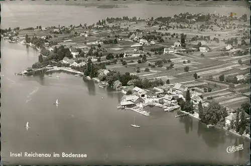 Ansichtskarte Insel Reichenau Luftbild Bodensee Überflugkarte 1963/1962