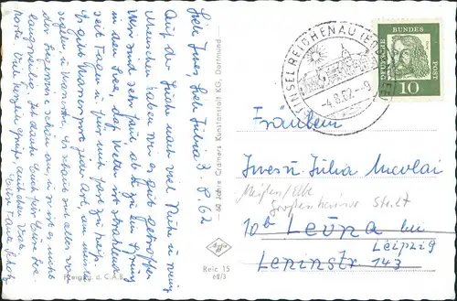 Ansichtskarte Insel Reichenau Luftbild Bodensee Überflugkarte 1963/1962