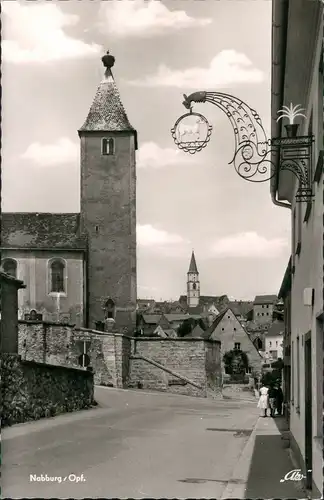 Ansichtskarte Nabburg Kirche Friedhofkirche mit Storchen-Nest 1963