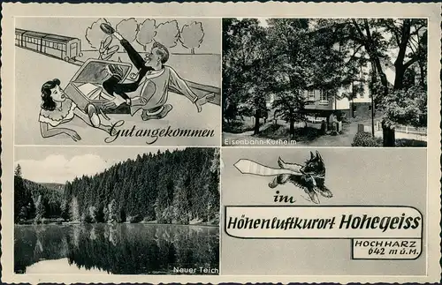Hohegeiß-Braunlage Illustrative   "Gut angekommen", Eisenbahn-Kurheim 1955