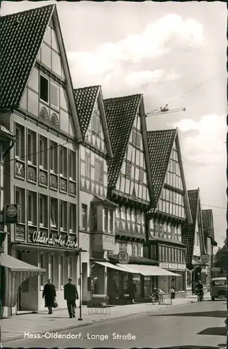 Hessisch Oldendorf Lange Straße, Personen, Geschäfte, belebt mit Verkehr 1968