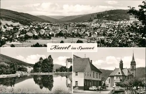 Kassel (Spessart)-Biebergemünd Mehrbild-AK mit 3 Echtfoto-Ansichten 1965