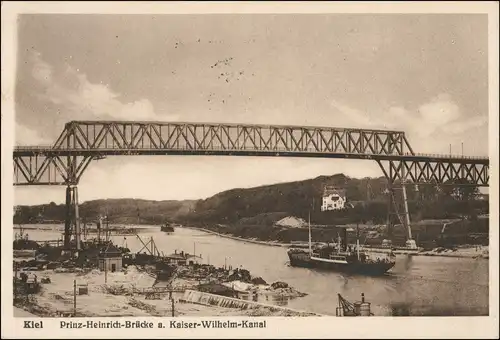 Holtenau-Kiel Holtenå Prinz-Heinrich-Brücke, Kanal - Dampfer 1927